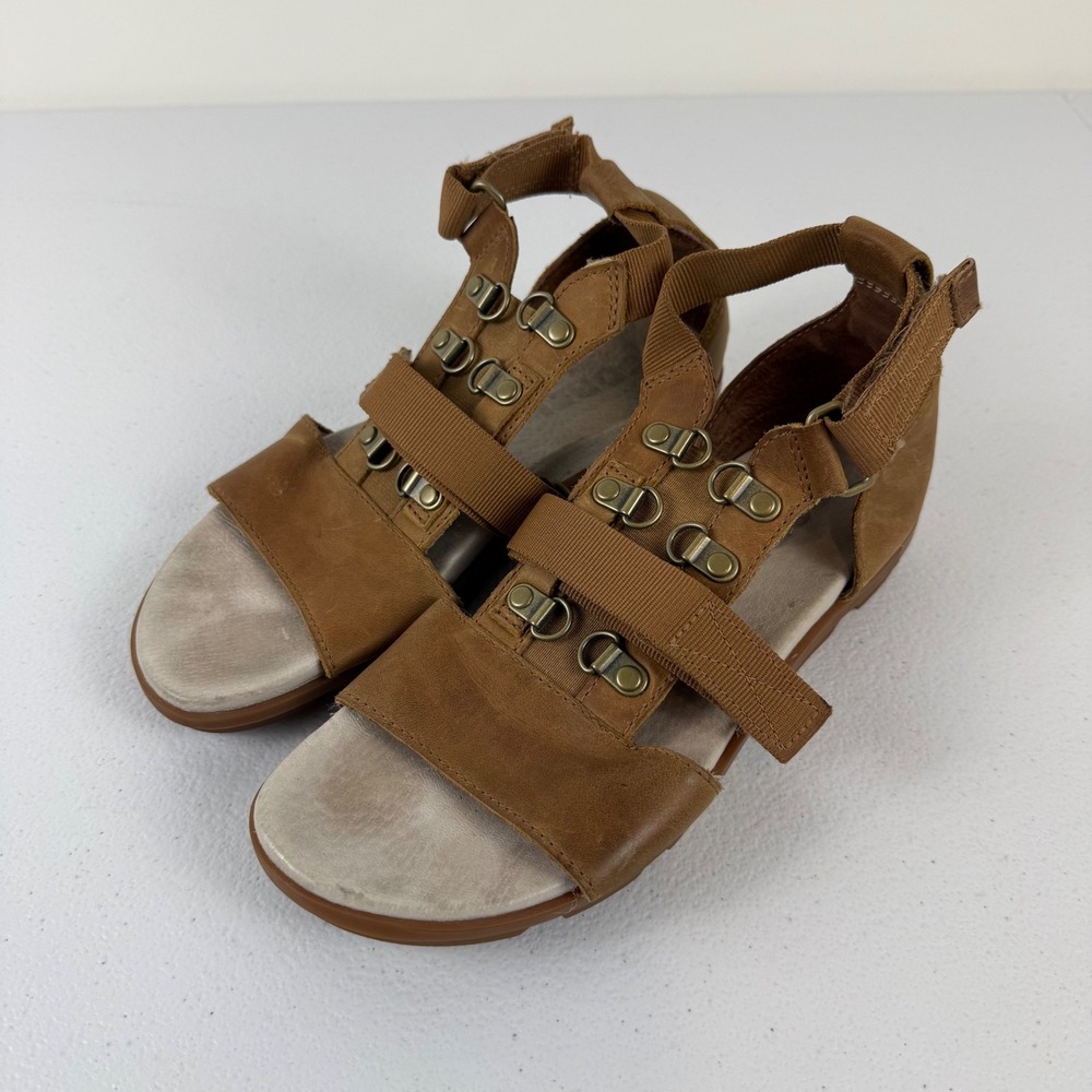 Sorel Joanie Gladiator Sandals Major Brown Leather‎ D-Ring NL2241-286 Womens 6.5